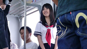 Adorable schoolgirl, Yayoi Yoshino likes to travel with trains because almost every time some elderly guys use an opportunity to touch her or even fuck her good, which she likes a lot. Today she got gangbanged on her way home from school and loved itvideo